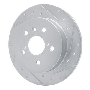 Toyota Camry Brake Rotor (1) - Rear Right - R1 Concepts - Drilled & Slotted - Silver - `18-`24